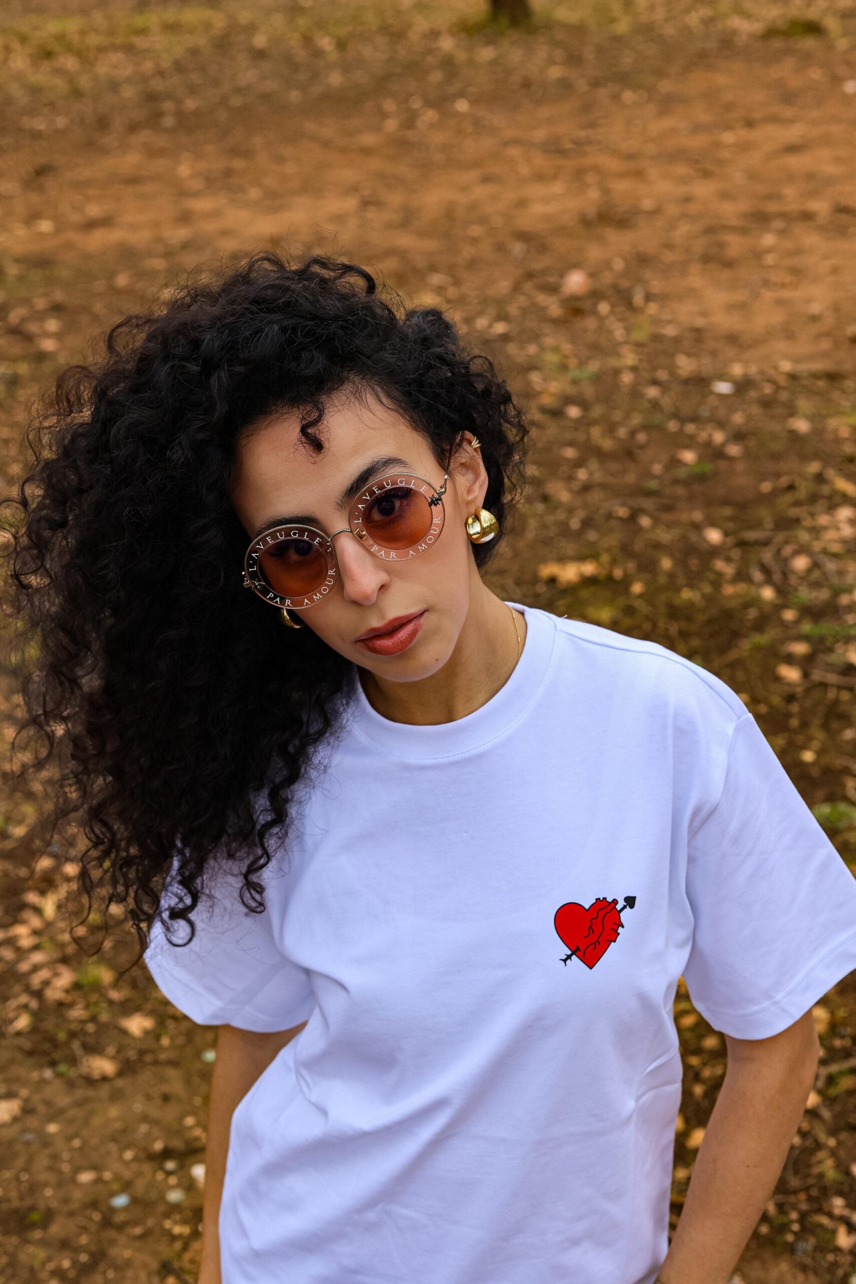 T-Shirt Coeur Piqué Blanc
