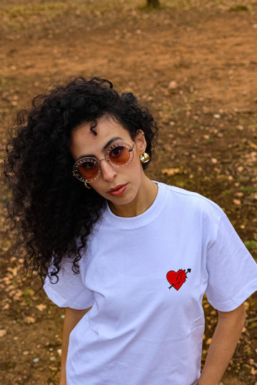 T-Shirt Coeur Piqué Blanc